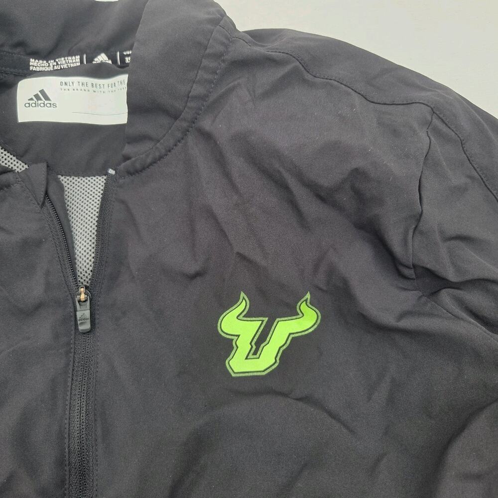 South Florida Bulls Adidas 1/4 Zip Windbreaker Jacket Men XS Black Long Sleeve - Picture 2 of 10